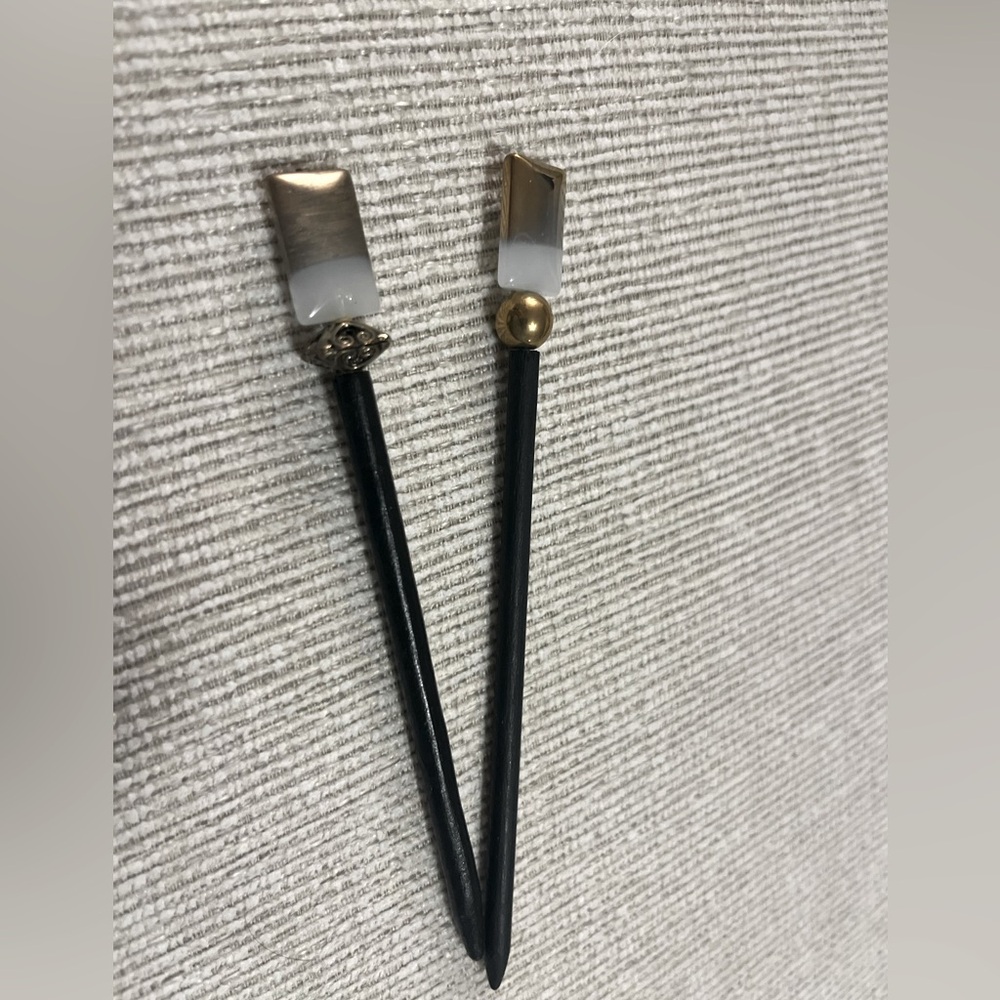 Elegant Black and Gold Hair Sticks